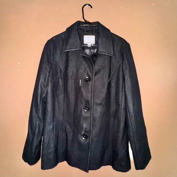 Nautica Women's Pea Coat Outerwear Wool Blend Jacket in Black - Size XL - Picture 3 of 7